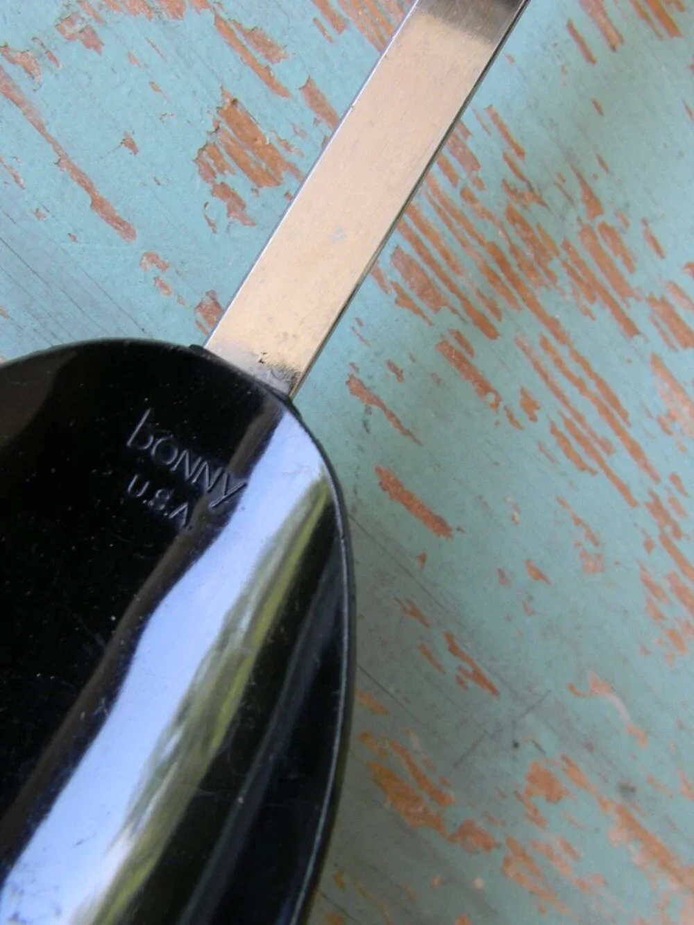 Vintage Bonny BLACK LARGE SPOON WOOD  Handle USA Utensil SERVING